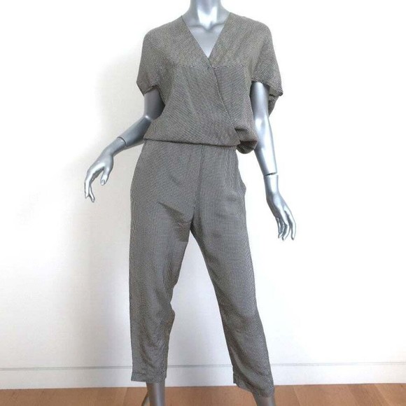 Zero + Maria Cornejo Jumpsuit Hex Black/White Gingham Size 4 Short Sleeve